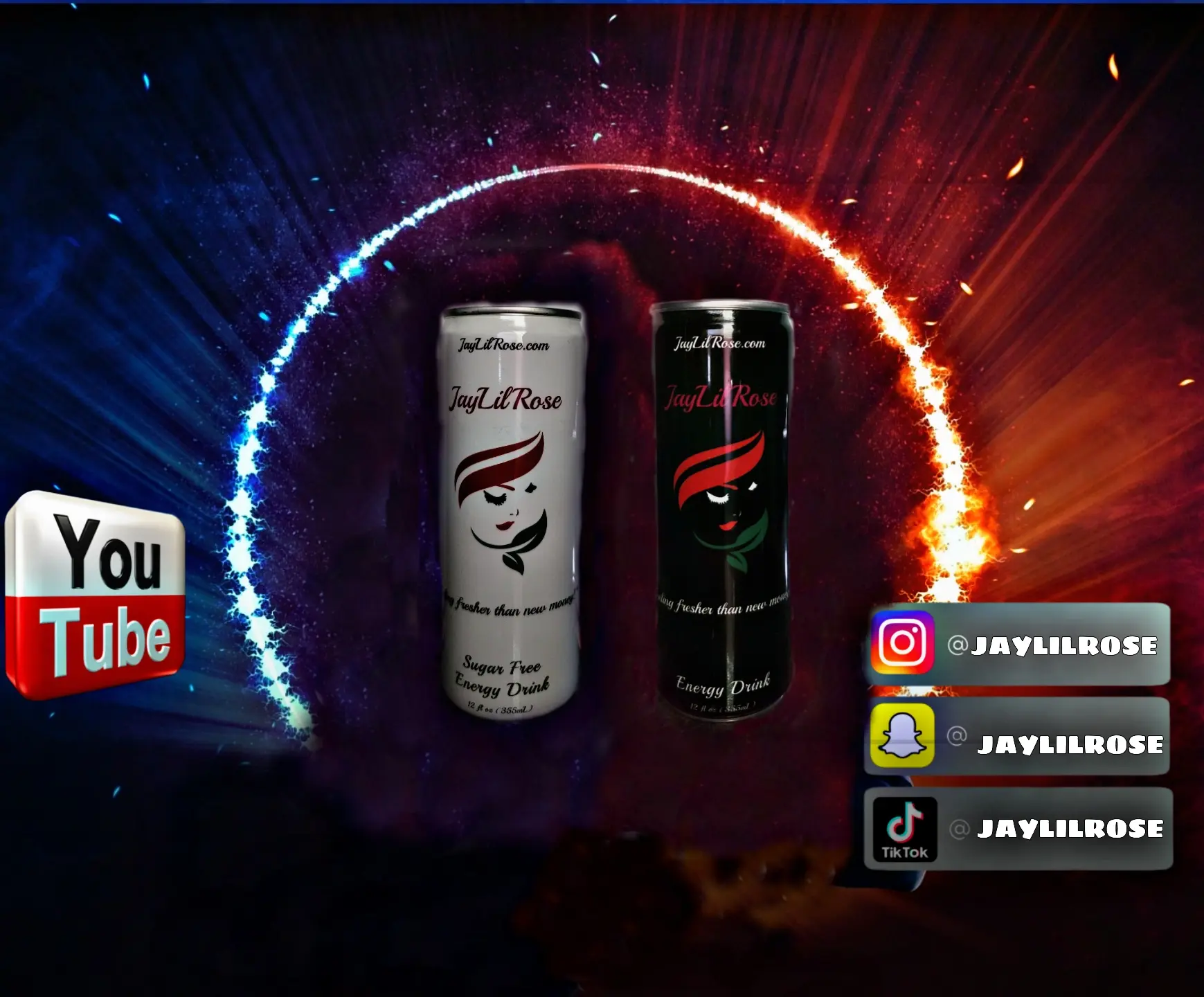JayLilRose Collection Energy Drink (3 pack)- Sugar and Sugar Free Sugar Free