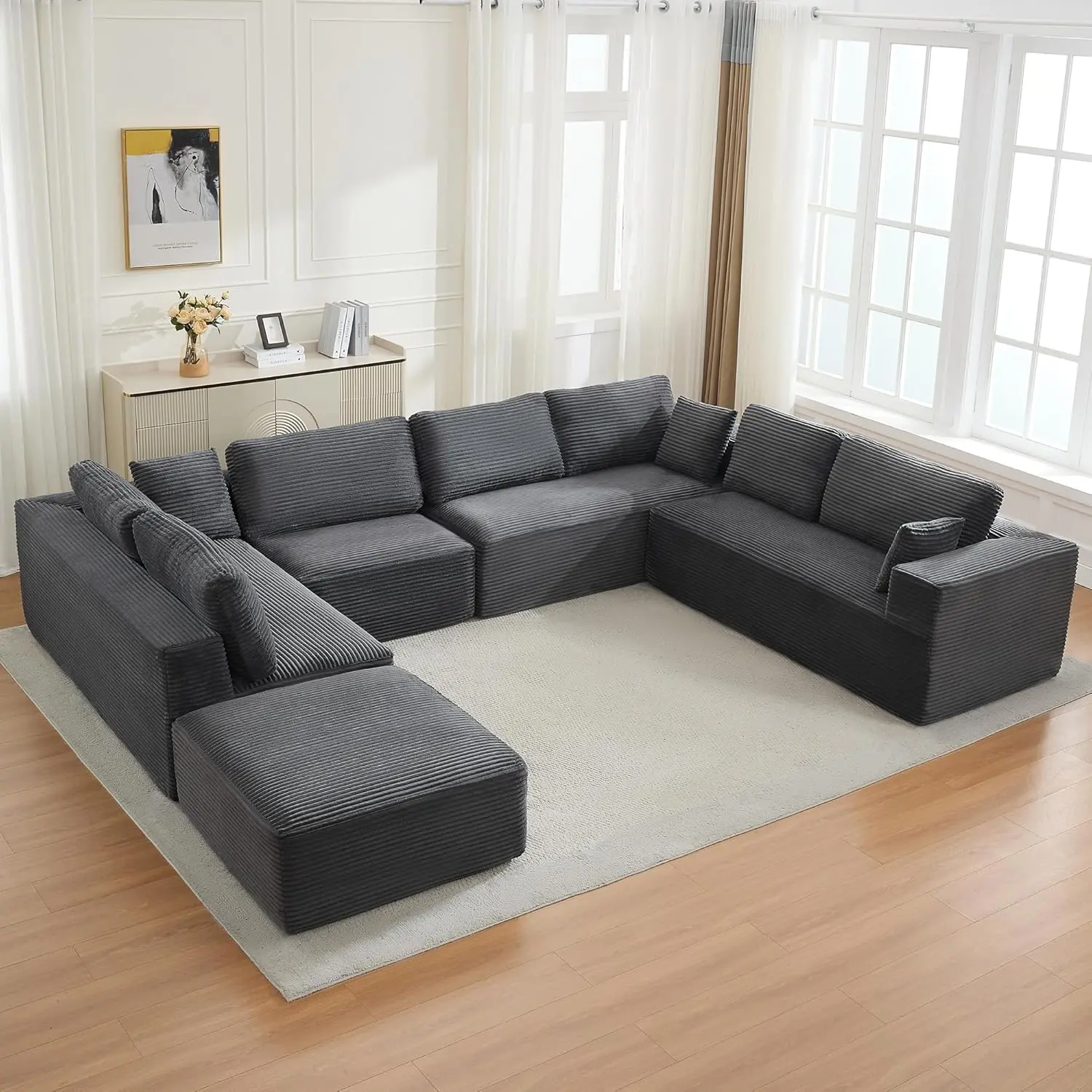 Grey-6 Seater - Left Facing Chaise