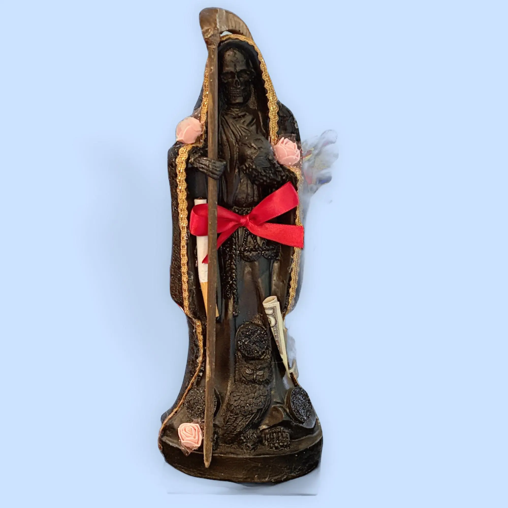 Santa Muerte statue 12 inch Black out charged and authentic, Collectible Statue, Statues Figurines