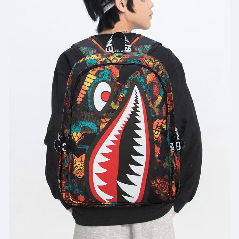 Shark Teens Backpacks Fashion Schoolbag Casual Waterproof Travel USB Laptop Backpack 17inch