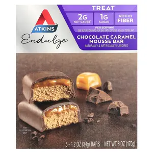 Atkins Endulge™, Chocolate Caramel Mousse Bar, 5 Bars, 1.2 oz (34 g) Each Atkins Endulge™, Chocolate Caramel Mousse Bar, 5 Bars, 1.2 oz (34 g) Each