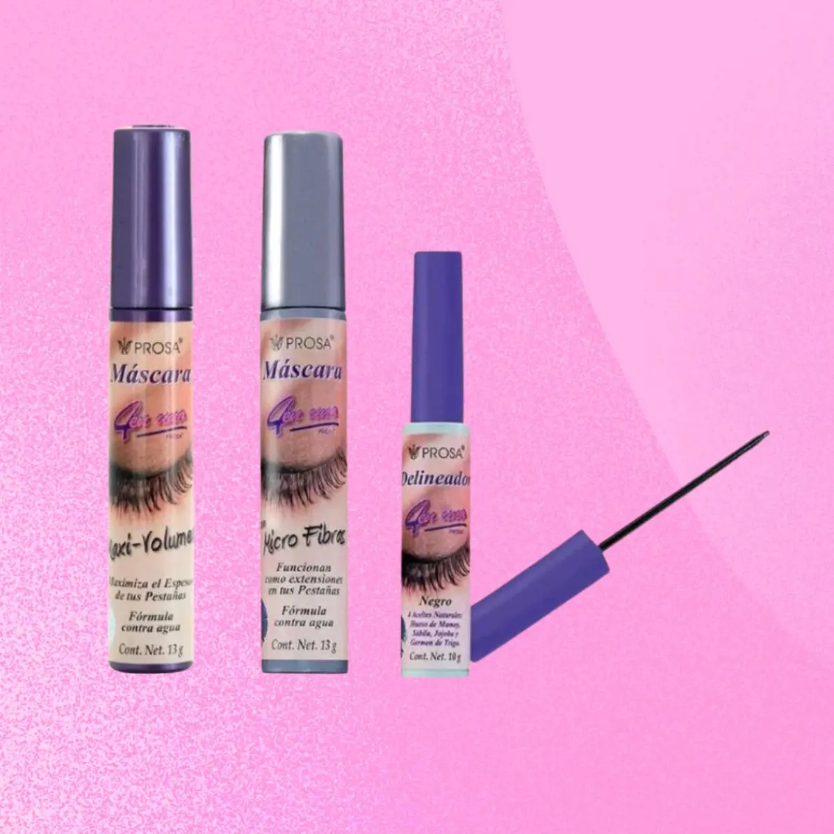 Prosa Clothing 4-in-1 Multi-Pack Beauty Mascara, Waterproof Lash Formula with Mamey Seed Oil, Volumizing & Lengthening, Smudge-Proof for Sensitive Eyes, Travel Size Extra Volume Mascara, 0.39 oz (11 g), Water Proof, Love, Luxury, Makeup Mascara