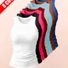 Women's Sporty Tank Top, Ribbed Round Neck Sleeveless Shirt, Solid Sports Vest, Side Elastic Straps Design, Comfortable Fashion Yoga Wear, Casual Daily Use, Sportswear Tank Top