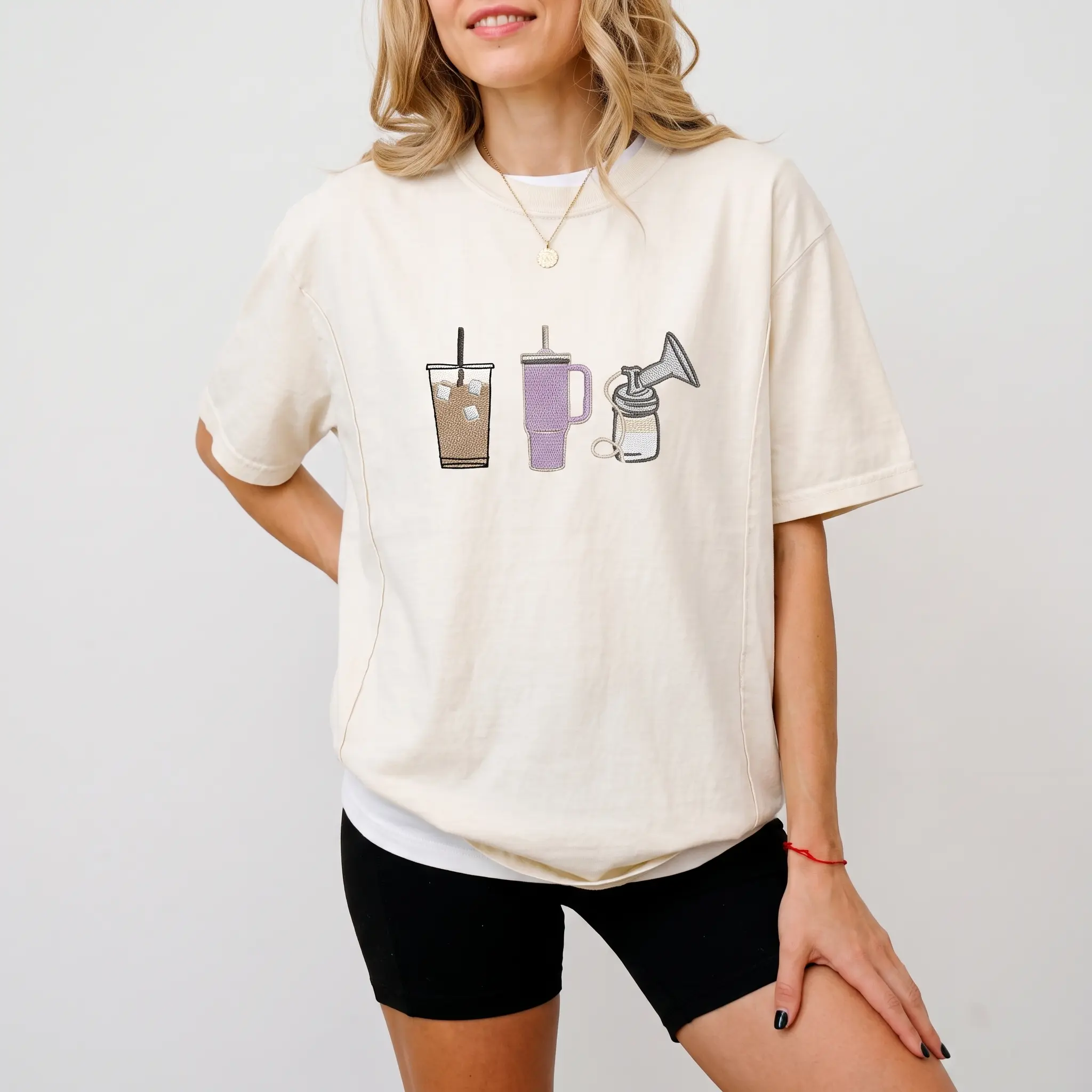 GIFTIFYMAMA Sourdough Trio Nursing Tee, Women's Casual Stretchy Cotton T-Shirt with Invisible Zipper for Maternity & Postpartum, Clothes, Elastane