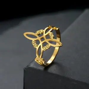 GGIRL Minimalist Temperament, Light Luxury Stainless Steel Witch Knot Couple Ring, Cut Titanium Steel Witch Knot Pattern, Fashionable Stainless Steel Unisex, Best Friend Wedding/Holiday Gift