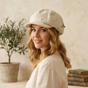 Slouchy Retro Newsboy Hat Breathable Cotton Feel Cap with Adjustable Fit for Comfortable Stylish Wear