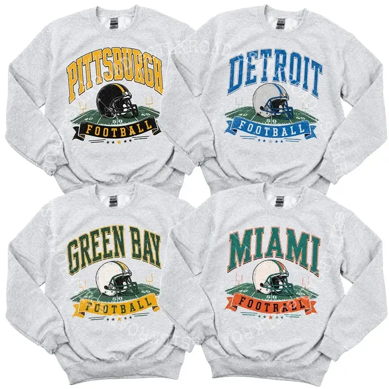 Vintage Football Sweatshirt - Ash Grey, All Teams Sports Crewneck, Retro Football Fan Pullover, Unisex Casual Athletic Sweatshirt, Game Day Outfit, Gift for Men and Women, Fall Winter Wear