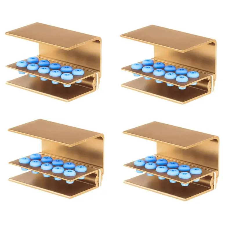 4Pc/Set 10 Holes Burs Holder Block Case for CA/RA&FG Autoclavable Burs Holder with Silicon Cover Gold