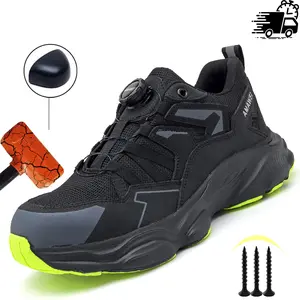 Men Rotary Buckle Work Safety Shoes Lightweight Sneakers Protective Fashion Steel Toe Safety Work Shoes Indestructible protective shoes