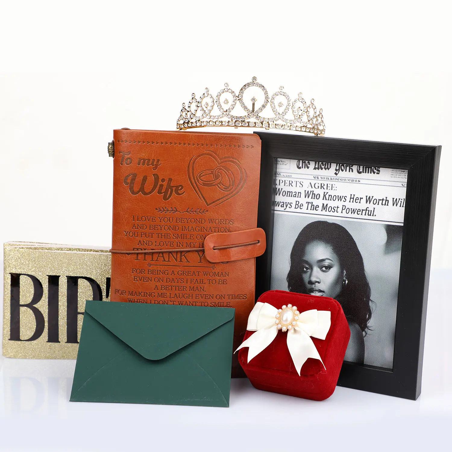 Birthday Themed Blind Box (including L etters, Customizable Canvas Wall Art, Jewelry, Crown, Birthday Echarpe, Gratitude Journal) Gift Baskets for Women, Unique Birthday Gifts for Women, Best Friend Birthday Gift, Inspirational Present Set Box