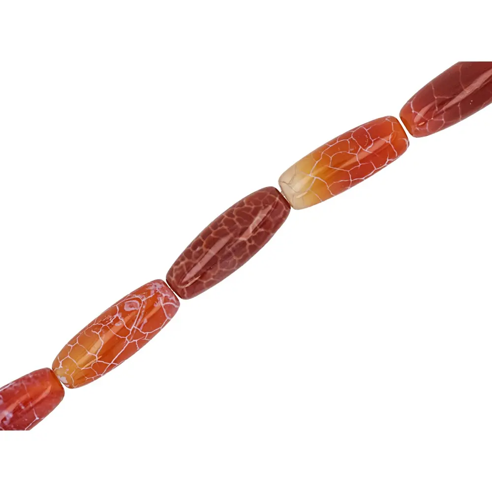 JTV Orange Agate 12x30mm Rice Bead Strand Approximately 16" in Length
