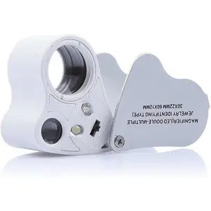 KINGMAS 2 Lens 30x 60x Illuminated Jewelry Eye Loupe Jewelers Magnifier Magnifying with LED Lighting