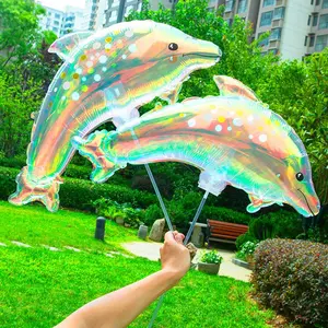 Colorful Dolphin Design Balloon, 1 Count Lovely Inflatable Balloon, Atmosphere Scene Layout Decoration Supplies for Birthday Party