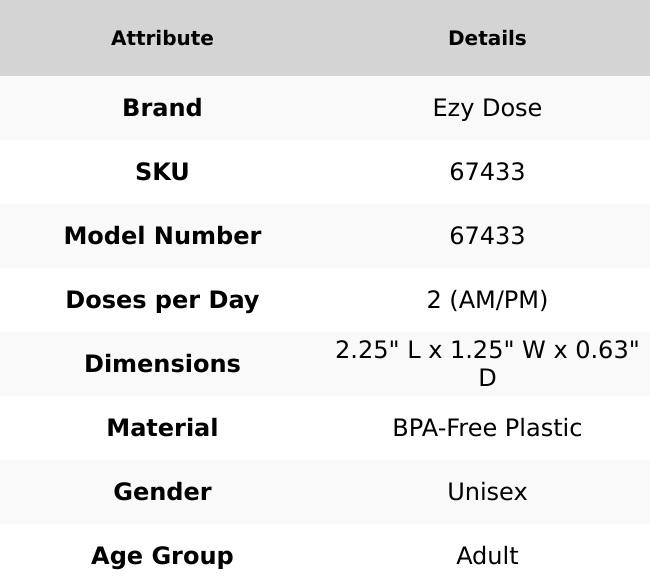 Ezy Dose Pocket-Size Daily AM/PM Pill Organizer – 1 Day, 2 Dose