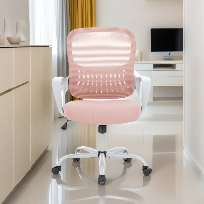 Ergonomic Drafting Desk Chair for Home Office WFH Setup - Height-Adjustable, Lumbar Support, Foam Padding, 360° Swivel, Fixed Arm, Flip-Up Height-Adjustable Footrest Ring, Tall Rolling Task Chair for Standing & Regular Desks, Suitable for Teenagers