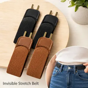 Invisible Elastic Belt for Men & Women, No Buckle Stretch Belt, Adjustable Hidden Waist Belt for Jeans, Pants & Dresses
