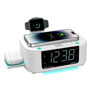 Emerson SmartSet Wireless Charging Dual Alarm FM Clock Radio