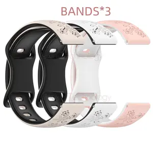 Printed Silicone Watch Strap for Garmin Forerunner70, Venu2 Plus/venu 4 Plus, 20mm Women's Sport Band, 3 Pairs, Smartwatch Strap