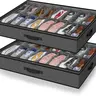 2 Pack Under Bed Storage Shoe Organizer Bags for Wardrobe Under Bed Storage Bedding With Sturdy Handles and Clear Window