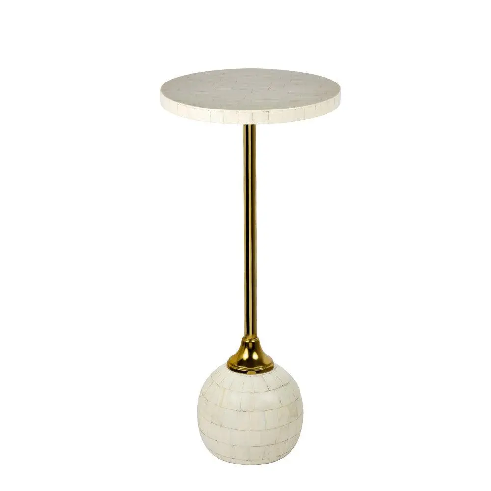 Evelyn 26" Modern Glam Metal/Resin Mosaic Pedestal Drink Table
