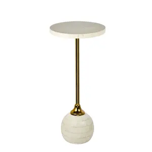 Evelyn 26" Modern Glam Metal/Resin Mosaic Pedestal Drink Table