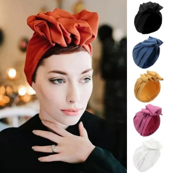 Pre-Knot Turban Hat Head Wrap Bow Knot - Comfortable Fit for Everyday Wear, Lightweight Design, Ideal for Outdoor Activities