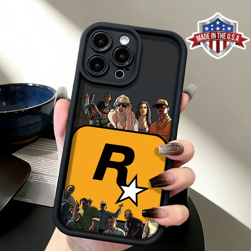 Cool Cartoon Rockstar Logo Graphic Design Case for iPhone 17 16 15 14 Pro Max 13 12 11 XR XS Plus Air Slim Shockproof Anti Drop Protective Durable TPU Cover,junk,cases🛍️,promax