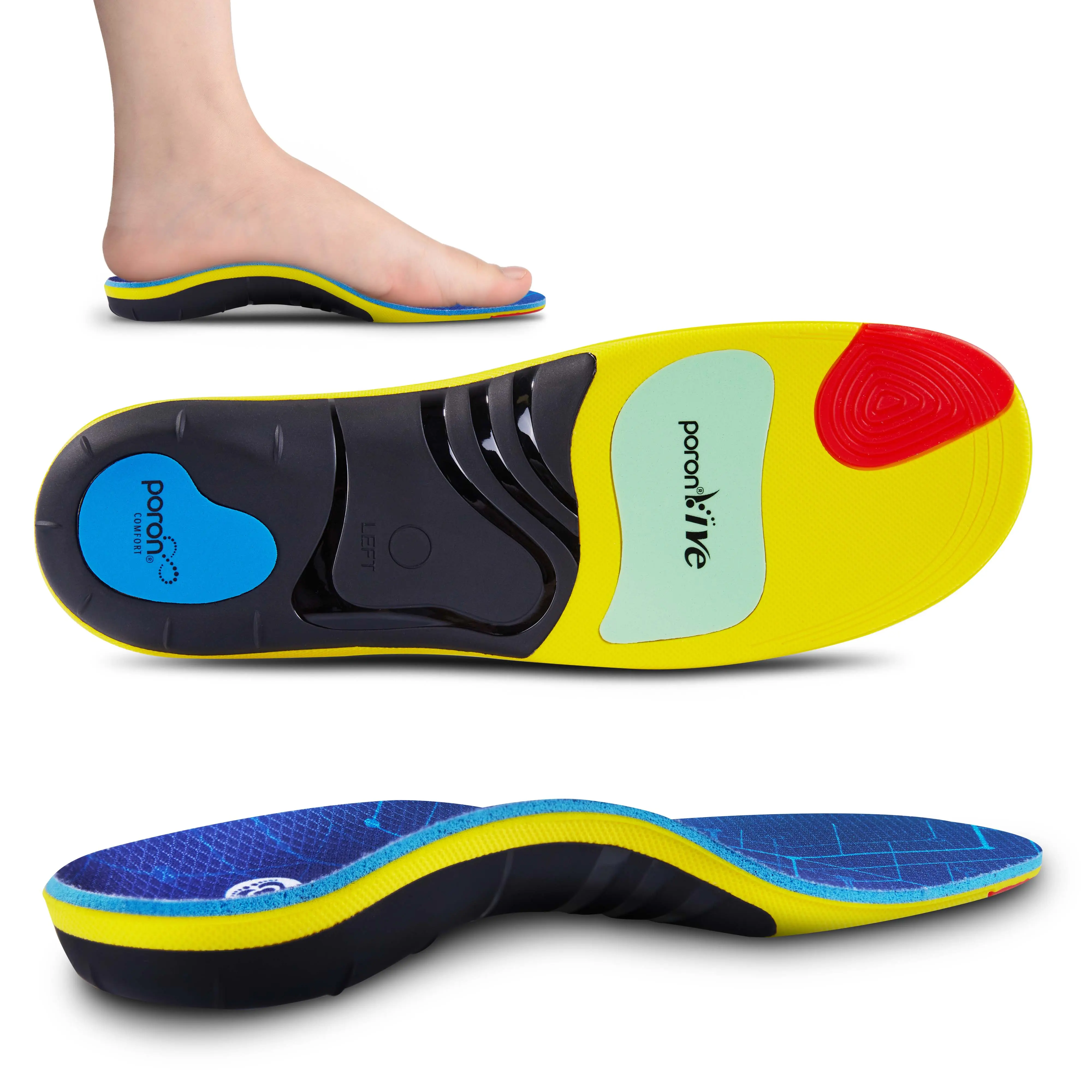 PorcelainLite 220+ lbs Heavy Duty Support Thick Insole for Women & Men with Shock Absorber, Plantar Fasciitis Relief, High Arch Support soles