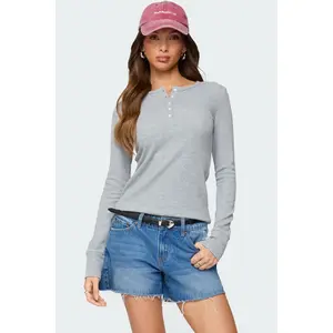 Helaine Waffle Henley T Shirt