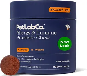 PetLab Co. Allergy & Immune Probiotics for Dogs, Support Seasonal Allergies, Gut & Digestive Health - Pork Flavor - 30 Soft Chews - Packaging May Vary