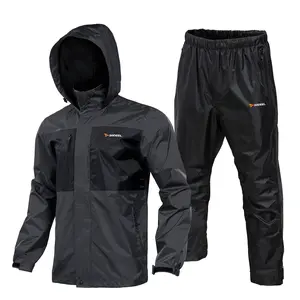 RODEEL 702 Men’s Waterproof Rain Jacket & Pants Set, Lightweight Breathable Hooded Full Zip Rain Suit, Durable Weatherproof Windbreaker Workwear for Fishing, Boating, Construction, Roofing, Landscaping & Tree Service