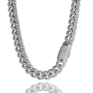 Mens 18K White Gold Plated Initial Letter 12MM Cuban Link Stainless Steel Miami Thick Necklace Hip Hop Jewelry 18-22 Inches