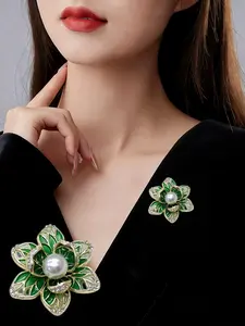 Elegant Lotus Brooch Pin, Vintage Pearl Flower Design, Versatile Accessory for Formal Events, Holidays, Parties, Birthdays