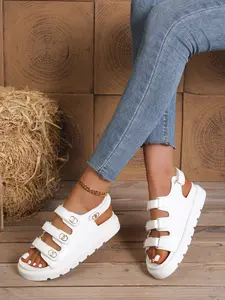 Women's Thick Sole Roman Sandals, Height-Boosting Platform Design, Open Toe Summer Footwear, Trendy Functional Style