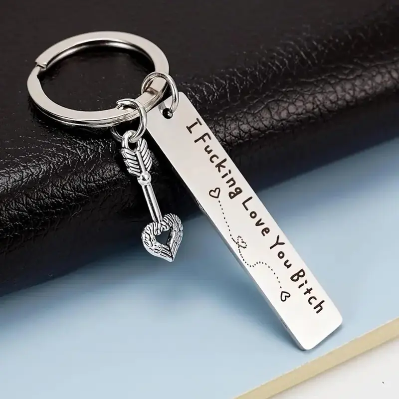 1pc Best Friend Keychain Charm for Women, Stainless Steel Key Chain Key Tag Engrave I Fking Love You Bith Birthday Christmas Friendship Gift for Bestie Best Friends Female Bff Metal Keychains