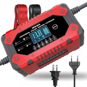 Battery Charger 6-Amp 12V Automatic Smart Battery Trickle Charger, Battery Maintainer Desulfator with Temperature Compensation for Car Truck Motorcycle Lawn Mower Marine