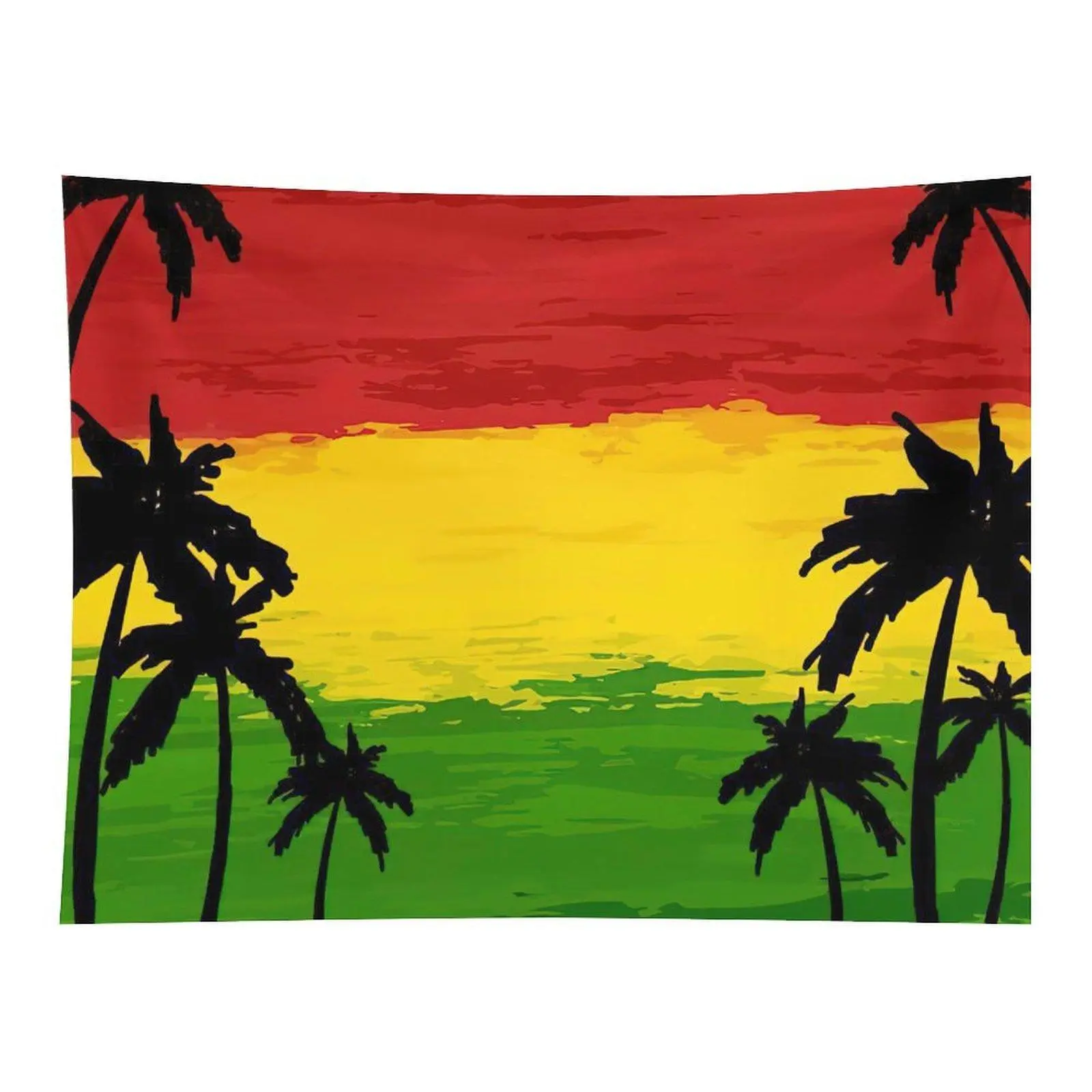 Rasta Palm Tree Tapestry Red Yellow Green Tropical Wall Hanging Decor