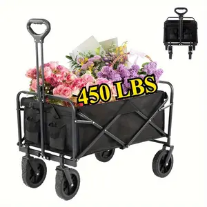 66 Pc26 New Courtyard Heavy-Duty Foldable Trolley All-Terrain Folding Trolley, Large-Capacity Camping Car, Truck, Suitable for Courtyard Shopping/Sports/Outdoor Barbecue/Garden Gardening Storage Equipment Handling