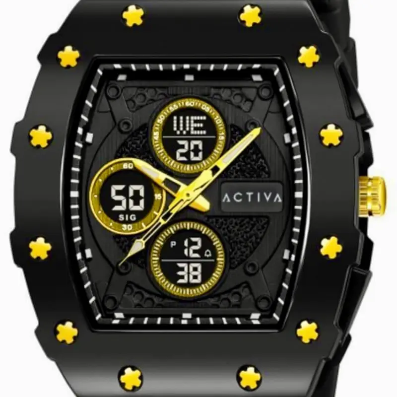 Activa X Invicta Digital Essentials Men’s Watch - 42.8mm Black - White  & Orange Case, Silicone Band #112#113#114#