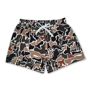 camo printed drawstring kids boys summer beach shorts