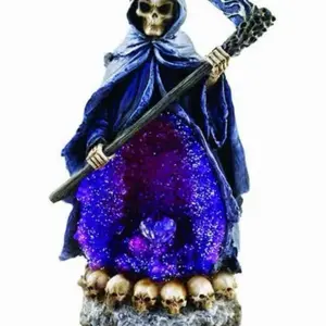 Backflow Burner with LED Incense Cone Holder 10 inch Grim Reaper Handmade Unique Design Exquisite Workmanship Stable Durable Home Decor Gift