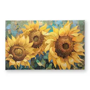 212 MAIN Large Indoor-Outdoor Door Mat, 21x34 in. Polyester Loop Sunflower Pattern, Orange Textile Home Decor, Model CODM2134NYNDAV