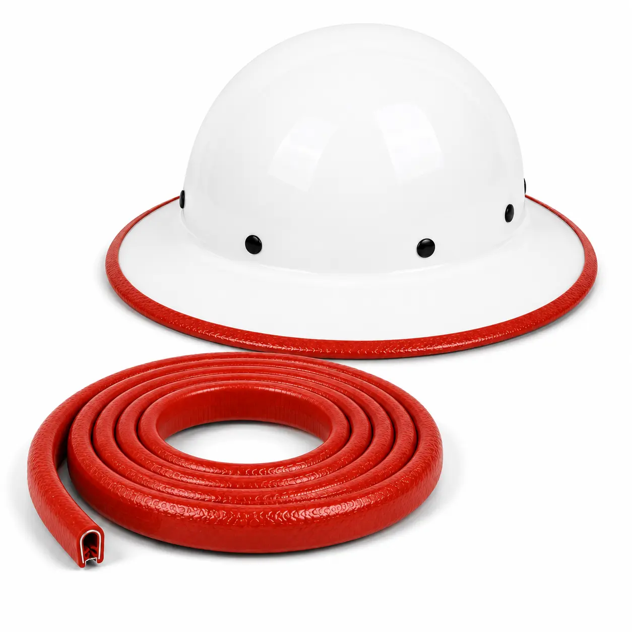 Hard Hat Edge Protector Strip 36.6 Inch Full Brim Helmet Guard Durable Rubber Impact Protection Easy Install Safety Accessory