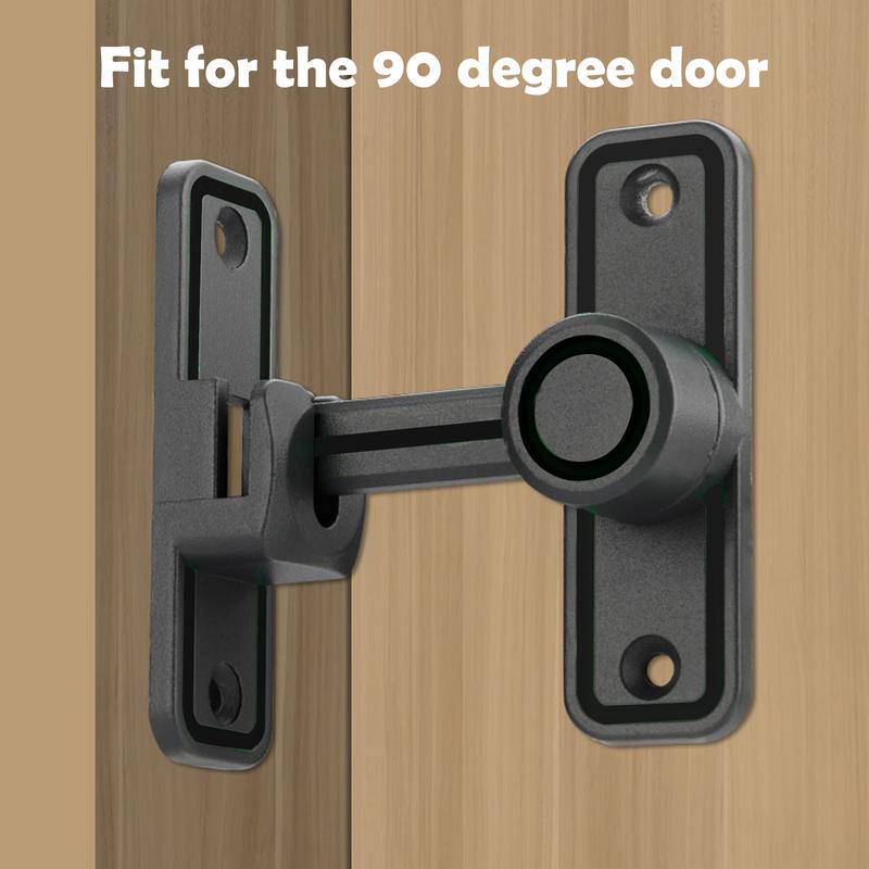 Barn Door Lock Latch, 90 & 180 Degree Heavy Duty Barn Door Latch Hardware Barn Door Locks and Latches Sliding Door Lock Home Safety Gate Locks Fit for Garage, Garden, Bathroom, Cabinet(Black)