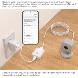 Smart Power Plug Switch For Wyze cameras, webcams, USB flash drives, Smart Automatically Turn Power On/Off by Detects Phone,with Type C Extension Cable,Supports Manual and Automatic Control
