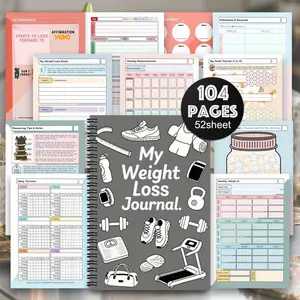 1 Weight Loss Diary & Fitness Planner (Spiral Bound) - Minimalist & Elegant Weight Loss Log Book, Exercise & Nutrition Tracker, Progress Journal; Suitable for Both Men and Women, Healthy Life Organizer, Workout Recorder, with Clear Layout and Smooth Paper
