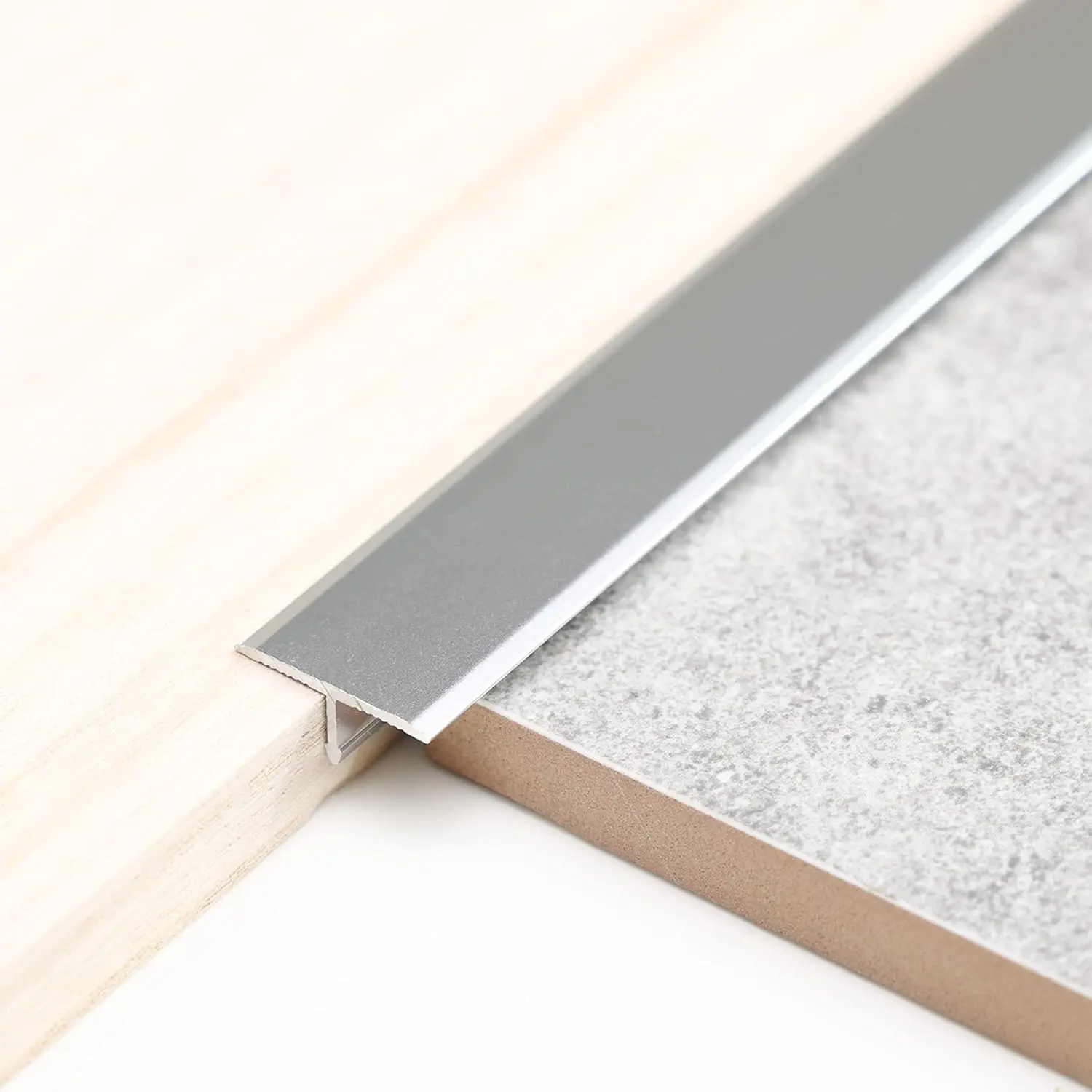 3-Count T Molding Trim & Floor Transition Strips, 0.8mm Grade 6063 Alloy Flat Divider Strip for Door Threshold & Laminate Planks Tile Gaps (2.9Ft x 0.8In, Matte, Anti-Rust, Easy to Clean, Free Return or Replacement), Construction Adhesive