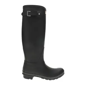 Hunter Womens Original Tall Wellington Rain Casual Boots Knee High Low Heel 1-2" - Black