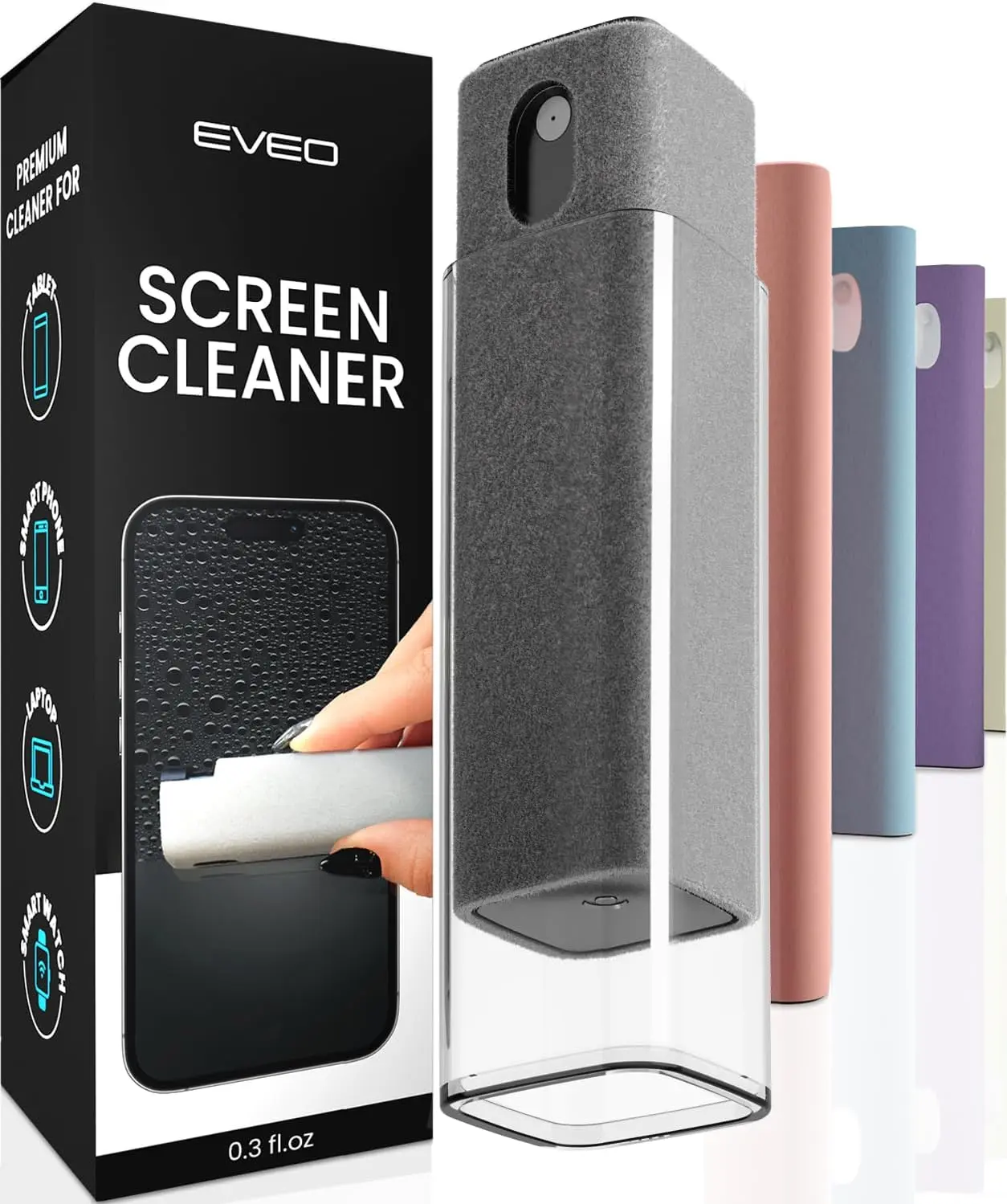 Mini Screen Cleaning Kit with Microfiber Cloth - Portable Spray + Cloth Cleaner for Laptops, Smartphones, Digital Electronic Gadgets