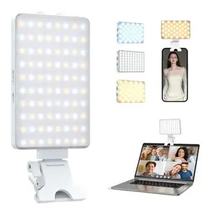 SHGUMITE Phone Selfie Light 80LED Phone Light with Front & Back Clip and 3 Light Mode Rechargeable Portable Video Light for Makeup Camera Live Stream Vlog
